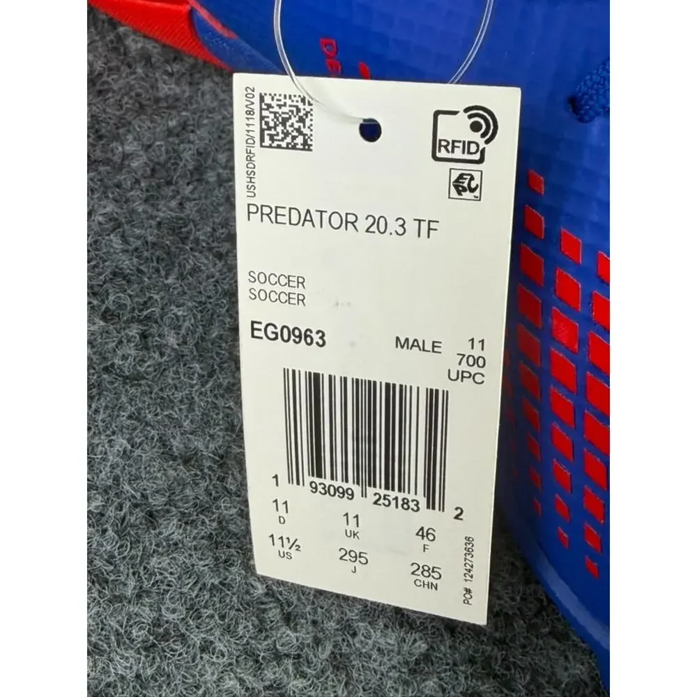 Adidas Predator 20.3 TF Turf Soccer Shoes Blue Red Men Size 11.5 EG0963 NWT NEW